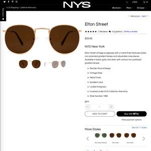 NWT NYS New York - Elton Street Sunglasses